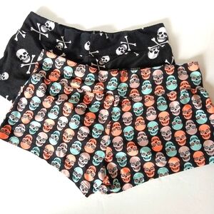 2 Pair Skull Print Shorts